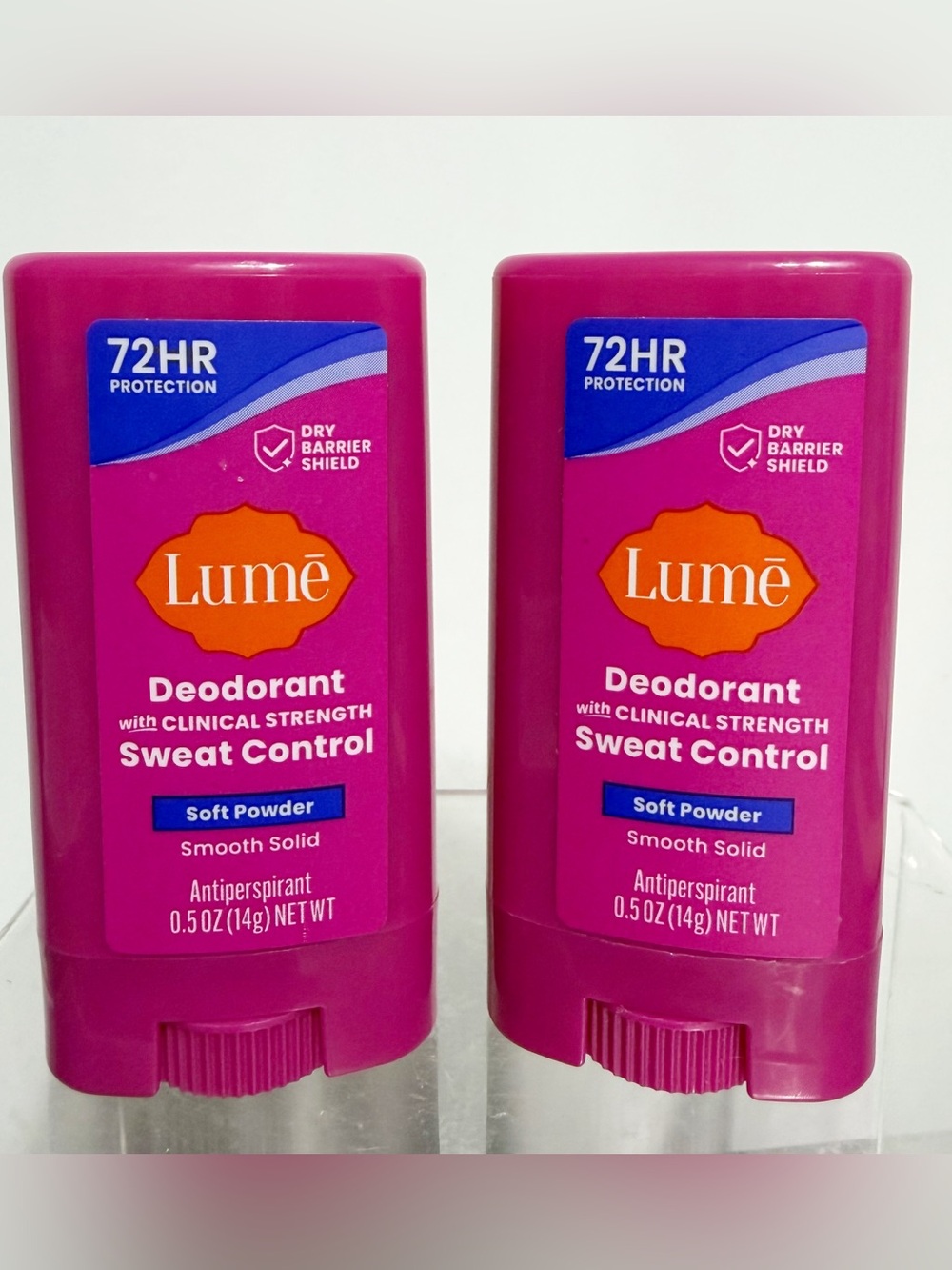 {Set of 2} LUME Smooth Solid Deodorant SOFT POWDER - Travel Size 0.5 oz ea